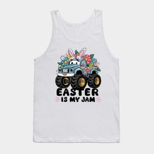 Happy Boys Easter Is My Jam Monster Truck Bunny Kids Women Tank Top